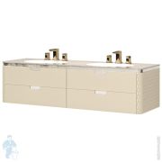 Тумба под раковину Diamante Lambrador LAM160-2 CR 1600х500мм, подвесная, 4 ящ., RAL 1015 глянец/хром