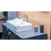 Столешница Diamante Diaspro 120см optiglass белый глянец, 1 отв. под смеситель DIATOPGLASS120