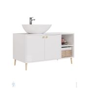 Тумба Dreja LUNO, 100см 99.2003 напольная, 2 дверцы, 2 откр. полки, 1000x570x500 белый глянец