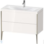 Тумба с умывальником Duravit XViu 1000х480х610 напольная, 2 ящика, белый глянец/шампань XV4711OB122C