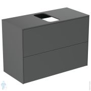 Тумба под раковину Ideal Standard CONCA (800x373x550) 2 ящика, антрацит, столешница с вырезом T3947Y2