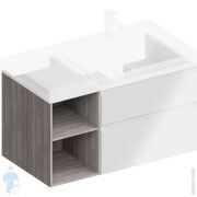 Тумба под раковину KERAMA MARAZZI GEOMETRICA Cubo правая подвесная 878х470х475 белый мат/древесная CUB.90RhWHT.M