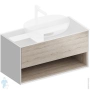 Тумба под раковину KERAMA MARAZZI PLAZA Modern подвесная с ящиком и полкой, 980х466х500, дуб орегон PLB.M.100.1OAK.O