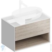 Тумба под раковину KERAMA MARAZZI PLAZA Modern подвесная с ящиком и полкой, 780х466х500, дуб орегон PLB.M.80.1OAK.O
