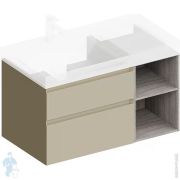 Тумба под раковину KERAMA MARAZZI GEOMETRICA Cubo левая подвесная 878х470х475, лимо мат/древесная CUB.90LhLIM