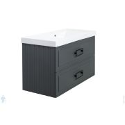 Тумба под раковину La Fenice Cubo Twin Grigio 100 (976х469х613) серая матовая FNC-01-CUB-G-100-2