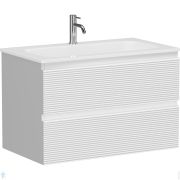 %Тумба под раковину SANCOS Folk (790х445х500) подвесная, 2 ящика, рельефная, Bianco FL80W