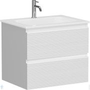 Тумба под раковину SANCOS Folk (590х445х500) подвесная, 2 ящика, рельефная, Bianco FL60W