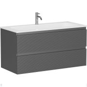 Тумба под раковину SANCOS Folk (995х445х500) подвесная, 2 ящика, рельефная, Grey soft FL100GS