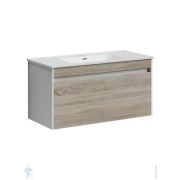 Тумба под раковину SANCOS Smart (990х450х500) подвесная,2 ящика с довод.,дуб бардолино/белый SM100E