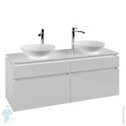 Тумба под 2 умывальника Villeroy & Boch LEGATO (1400х550х500) подвес., 4 ящ., белый B59200DH