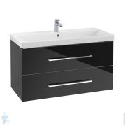 Тумба под раковину Villeroy & Boch Avento (980х452х514) 2 ящика, черное стекло A89200B3