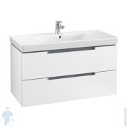 Тумба под умывальник Villeroy & Boch Subway 2.0 (987х520х449) подвесная, 2 ящика, ручки серебро, бел мат A69700MS