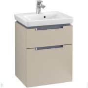 Тумба под умывальник Villeroy & Boch Subway 2.0 (485х380х590) подвесная, 2 ящика, ручки серебро, soft grey A90700VK