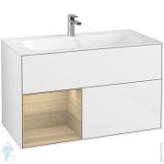 Тумба под умывальник Villeroy & Boch Finion (996х498х591) белый+Oak Veneer F030PCGF