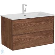 Тумба с раковиной Vitra Metropole Edge 995х530х620, подвесная, 2 ящика, цвет: ореховое дерево 67156