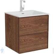 Тумба с раковиной Vitra Metropole Edge 595х530х620, подвесная, 2 ящика, цвет: ореховое дерево 67154