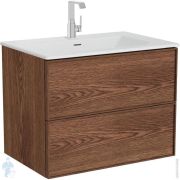 Тумба с раковиной Vitra Metropole Edge 795х530х620, подвесная, 2 ящика, цвет: ореховое дерево 67155