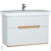 Тумба с раковиной Vitra Sento 980х615х485 подвесная, с подсветкой, 2 ящика, матовый белый 60826