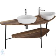 Столешница Vitra Plural 64043 1210х480х10мм, отв. под 2 раковины, массив, цвет: темный дуб