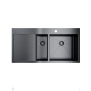 Мойка Omoikiri AKISAME 100-2-GM-R (1000х510х180(200)) большая чаша справа, вороненая сталь 4973104