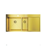 Мойка Omoikiri AKISAME 100-2-LG-L (1000х510х180(200)) большая чаша слева, светлое золото 4973089