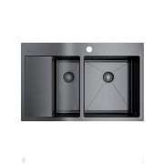 %Мойка Omoikiri AKISAME 78-2-GM-R (780х510х200) большая чаша справа, вороненая сталь 4973102