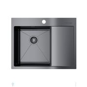 Мойка Omoikiri AKISAME 65 GM-L (650х510х200) монтаж врезной/вровень, чаша слева ворон.сталь 4973097
