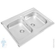 Мойка накладная Ukinox Standart 800х600 мат.нерж.сталь 0,6мм,слив 1 1/2,2чаши,STM 800.600 20--6C 3C-