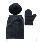 Комплект для бани Linen Steam Уголь (шапка, рукавица, килт) лен, черный LS-UGO-SET-01-03-05
