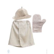 Комплект для бани Linen Steam Натюрель (шапка, рукавица, килт) лен, бежевый LS-NAT-SET-01-03-05