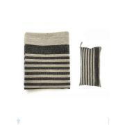 Комплект для бани Linen Steam Стоун (подушка, простыня) лен, полоски, серый LS-STO-SET-01-02
