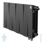 Радиатор биметаллический, 8 секций ROYAL THERMO PianoForte 300 Noir Sable, бок.подкл, черный графит
