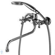 Смеситель для ванны/душа Lemark FLORA LM0151C двухзахватный, длинный излив, душевой комплект, хром