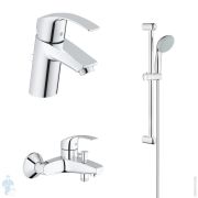 Набор смесителей Grohe Eurosmart 2015 для ванны и раковины, с душевым гарнитуром, хром 124446