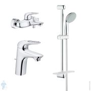 Набор смесителей Grohe Eurostyle для раковины, ванны, с душевым гарнитуром, хром 124416