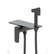 Смеситель IDDIS Axes AXEBLSHi08 встраиваемый, однозахватный с гиг. душем, полка, черный