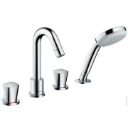 Смеситель Hansgrohe Logis 71314 на борт ванны, 4 отверстия, двухзахватный, наружная часть, хром