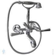 Смеситель Nicolazzi Teide для ванны настенный, с ручным душем, ручки Metal, хром 1901CR05