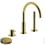 Смеситель на борт ванны Giulini My Future на 3 отверстия, с душ. лейкой, ,Brushed Gold F5965BDDOSP