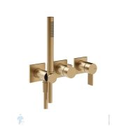 Смеситель для душа Gessi Inverso Rigato внешняя часть,2 выхода,с ручным душем,латунь браш. 73536.727