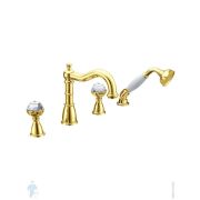 Смеситель Boheme Imperiale 392 на борт ванны, с душевым гарнитуром, двухзахватный, золото