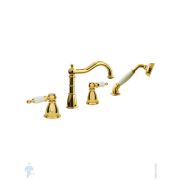 Смеситель Boheme Tradizionale Oro 395 на борт ванны, с душевым гарнитуром, двухзахватный, золото