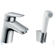 Смеситель Hansgrohe Logis 71290 для умывальника с гигиеническим душем, низкий фикс. излив 107мм