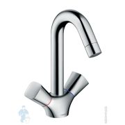 Смеситель Hansgrohe Logis 71221 для умывальника двухзахватный, без дон.клапана, поворот. излив 145мм