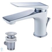 Смеситель для раковины Lemark ALLEGRO LM5906CW однозахватный, донный клапан Click/Clack, хром/белый