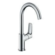 Смеситель Hansgrohe Logis 71130000 для умывальника однозахватный, поворотный излив, дон. клап., хром