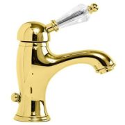 Смеситель CEZARES VINTAGE-LSM1-03/24-Sw для умывальника, донный клапан, золото/ручка Swarovski