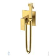 Смеситель Boheme Qubic 477-MG с гигиеническим душем, встраиваемый, однозахв,с держателем, золото мат