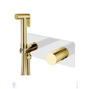 Смеситель Boheme Stick 127-WG встраиваемый, с гиг душем, однозахв, ручка:diamond, белый+золото
